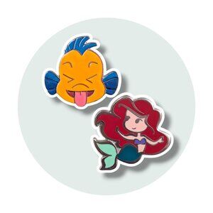 Little Mermaid Disney Pins: Flounder and Ariel Cutie